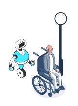 Wheelchair users at a street crossing illustration
